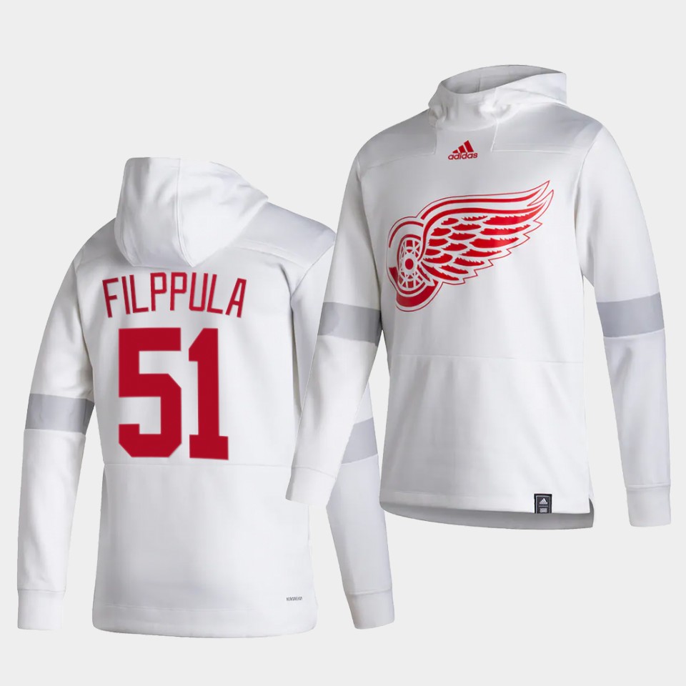 Men Detroit Red Wings #51 Filppula White NHL 2021 Adidas Pullover Hoodie Jersey->detroit red wings->NHL Jersey